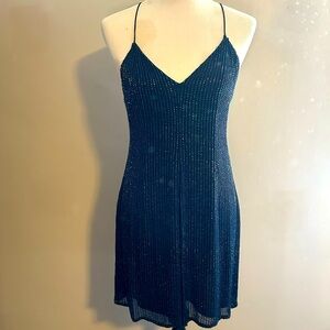 Alice + Olivia Navy Beaded Mini